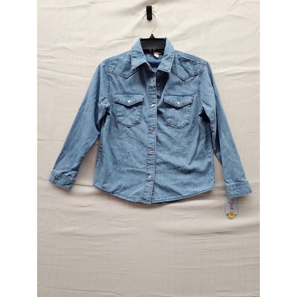 Cat & Jack Boys Medium Wash Denim Western Button Down Shirt L 10/12 44491W